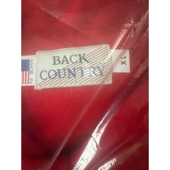 Vintage NWT Deadstock BACK COUNTRY Red Cotton Flannel Button Down Shirt Men’s XL - Picture 3 of 3